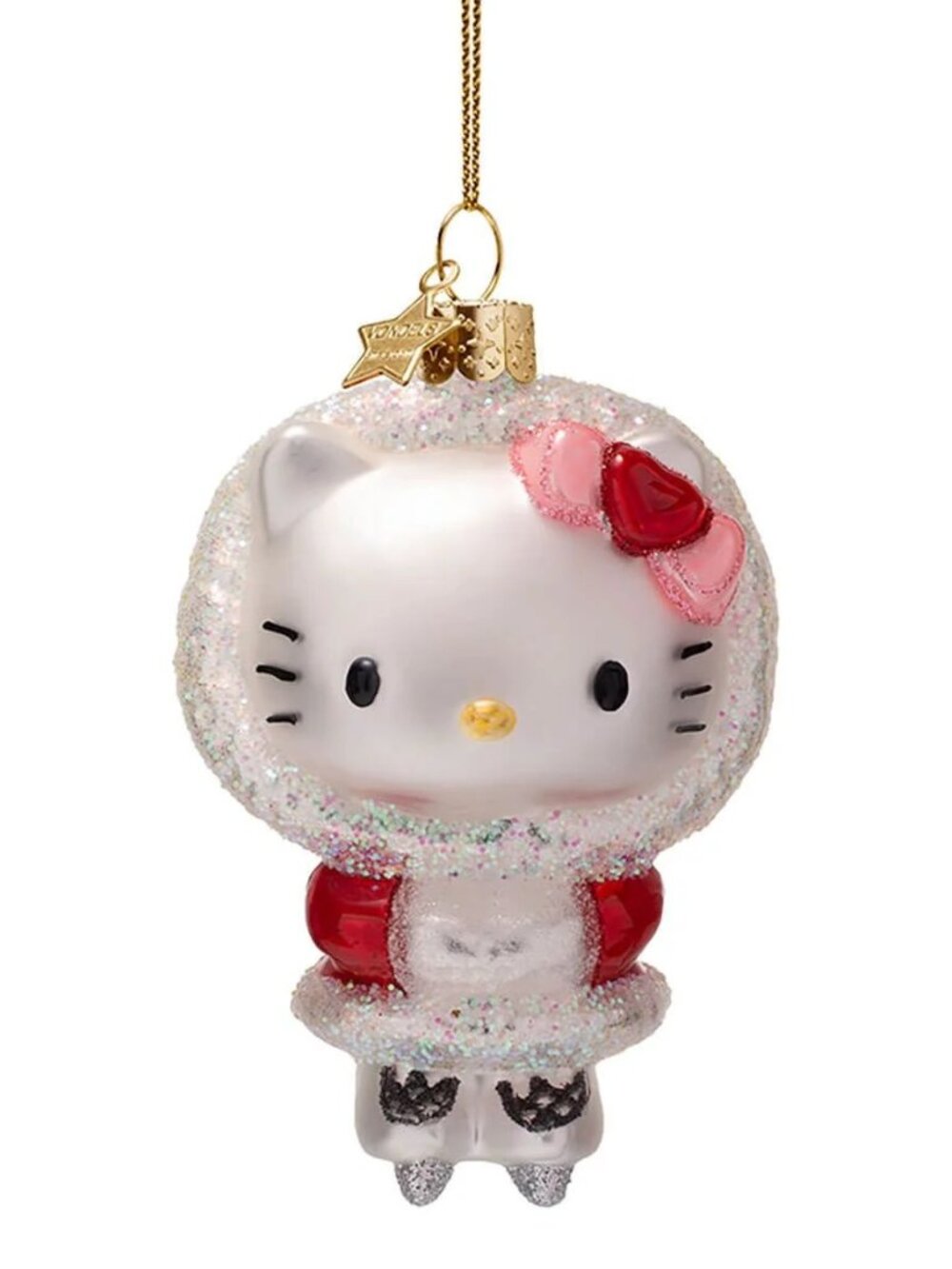 Vondels Hello Kitty Ice Skating Glitter 2026 Christmas Ornament, New w/ Tag
